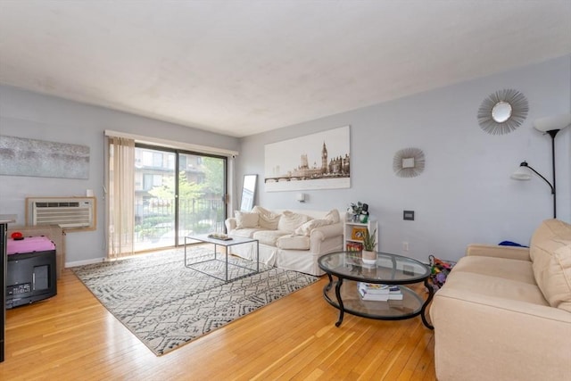 5 Linda Ln Unit 2-2, Boston, MA 02125 - living room with wood-type flooring, a wall unit AC, and baseboards