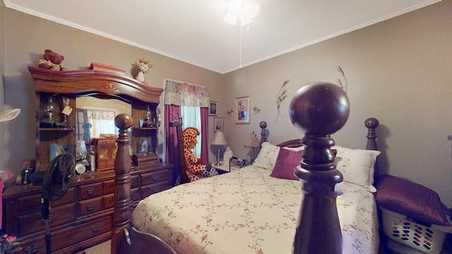 bedroom with crown molding