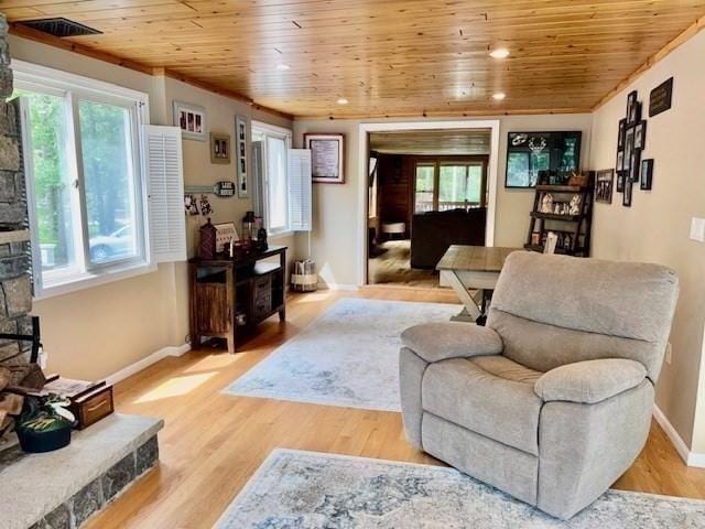80 Populatic St, Franklin, MA 02038 - living area featuring wooden ceiling, wood finished floors, baseboards, and recessed lighting