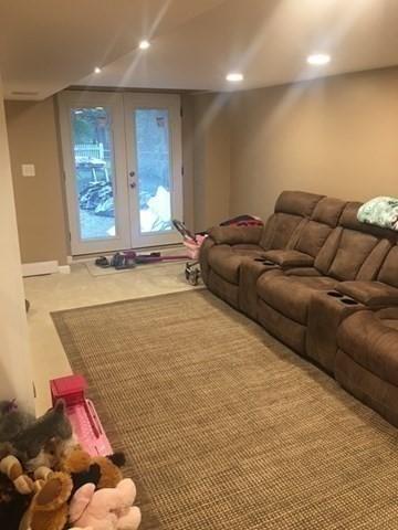80 Populatic St, Franklin, MA 02038 - living room featuring french doors, recessed lighting, and carpet flooring