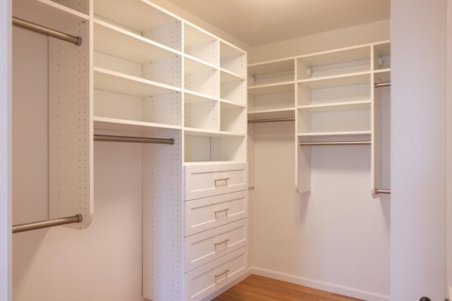 spacious closet featuring light wood-type flooring