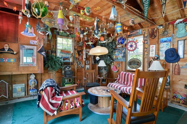 110 Teaticket Path, Falmouth, MA 02536 - sitting room with wood walls and wood ceiling
