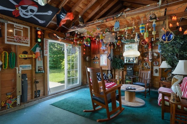 110 Teaticket Path, Falmouth, MA 02536 - sitting room with vaulted ceiling and wooden walls