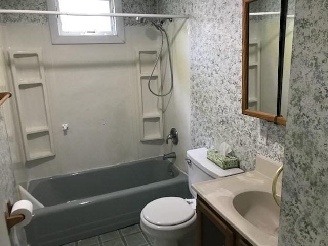 86 Seabrook Rd, Barnstable, MA 02601 - full bathroom with toilet, tile patterned floors, vanity, and bathtub / shower combination