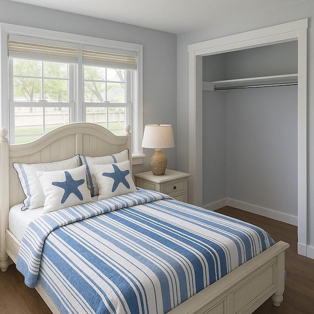 86 Seabrook Rd, Barnstable, MA 02601 - bedroom with dark wood-type flooring, baseboards, and a closet