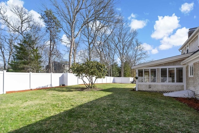 50 Deerfield Rd, Barnstable, MA 02655 - view of yard with a fenced backyard and a sunroom