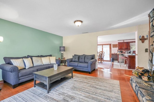 living room featuring light hardwood / wood-style flooring