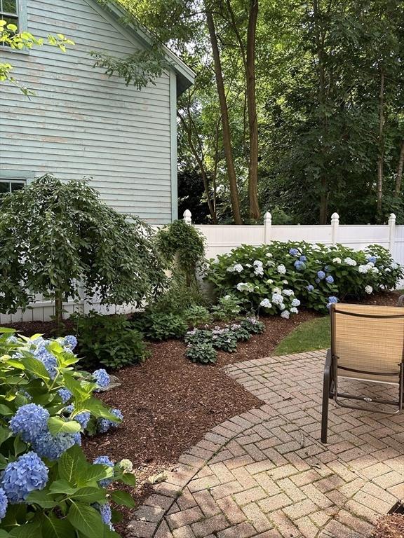 view of yard with a patio and fence