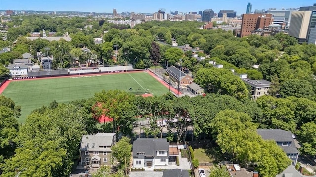 216 Aspinwall Ave, Brookline, MA 02446 - aerial view of property's location featuring a tree filled landscape
