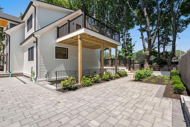 216 Aspinwall Ave, Brookline, MA 02446 - view of patio / terrace featuring a balcony and a wooden deck