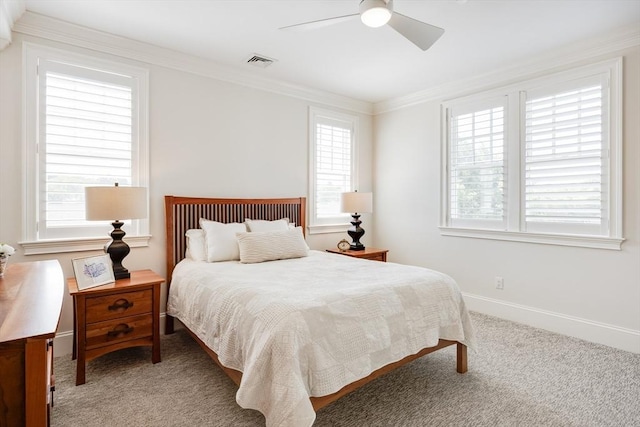66 Simons Unit C, Mashpee, MA 02649 - bedroom with carpet, ornamental molding, and ceiling fan