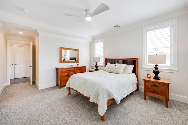 66 Simons Unit C, Mashpee, MA 02649 - bedroom with light carpet, crown molding, and ceiling fan
