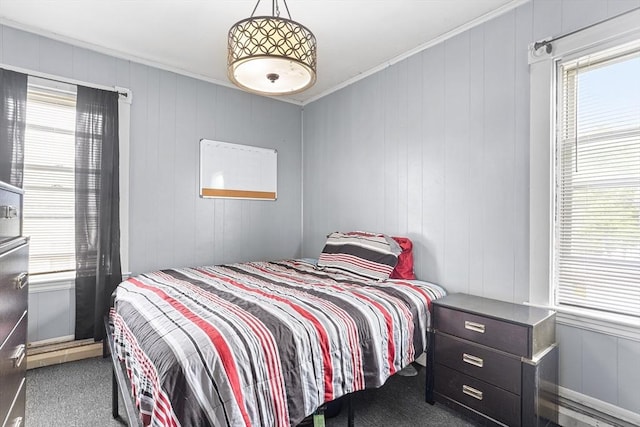 369-371 Mill St, New Bedford, MA 02740 - bedroom featuring multiple windows, carpet floors, and ornamental molding