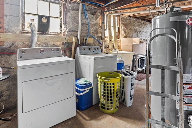 369-371 Mill St, New Bedford, MA 02740 - unfinished basement featuring independent washer and dryer, water heater, and a sink