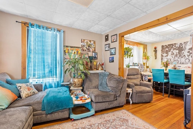 369-371 Mill St, New Bedford, MA 02740 - living room featuring a paneled ceiling and wood finished floors