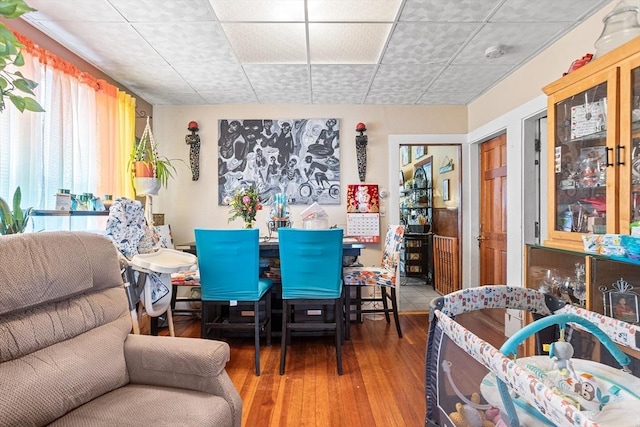 369-371 Mill St, New Bedford, MA 02740 - dining space featuring hardwood / wood-style flooring and a drop ceiling
