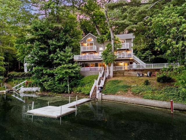 72 S Shore Dr, Sturbridge, MA 01566 - dock area featuring stairway, a water view, and a balcony