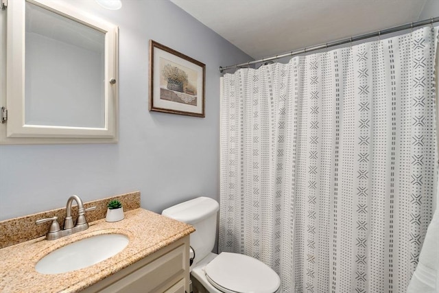 72 S Shore Dr, Sturbridge, MA 01566 - bathroom with vanity, toilet, and a shower with curtain