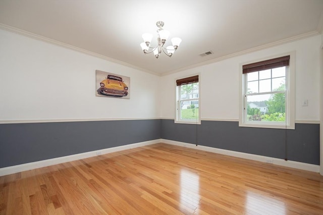 7 Willow Brook Ln, Blackstone, MA 01504 - spare room featuring a chandelier, light wood-style flooring, ornamental molding, and baseboards