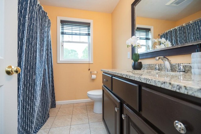 7 Willow Brook Ln, Blackstone, MA 01504 - full bathroom with toilet, vanity, baseboards, tile patterned flooring, and a shower with shower curtain