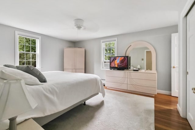5 Fox Run Rd, Topsfield, MA 01983 - bedroom with dark wood-type flooring, multiple windows, and a ceiling fan