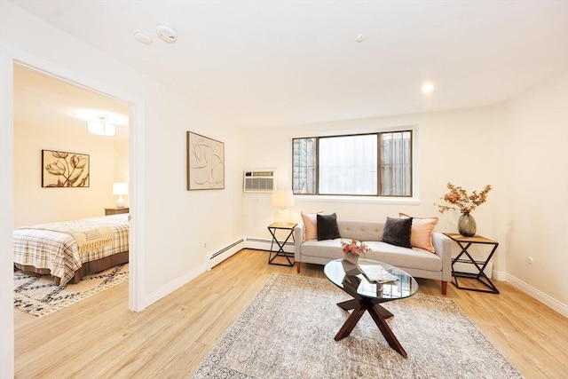 25 Linden Ave Unit 4, Somerville, MA 02143 - living area featuring light wood finished floors and a wall unit AC