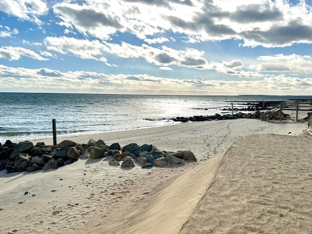 view of water feature featuring a view of the beach