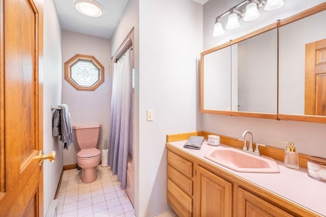 92 Wallace Ave, Auburn, MA 01501 - bathroom with vanity, shower / tub combo with curtain, and tile patterned floors
