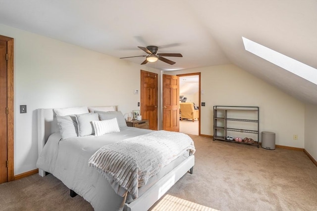 92 Wallace Ave, Auburn, MA 01501 - bedroom with light carpet, a skylight, vaulted ceiling, and ceiling fan