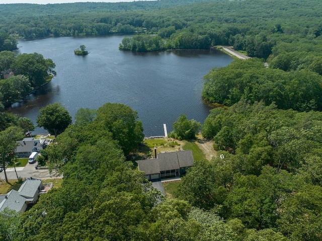 92 Wallace Ave, Auburn, MA 01501 - aerial view of property and surrounding area with a heavily wooded area and a large body of water