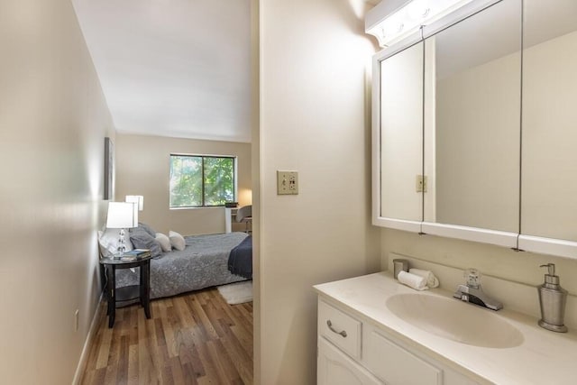 bathroom featuring vanity and wood finished floors