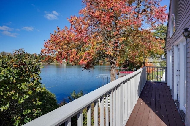 deck with a water view