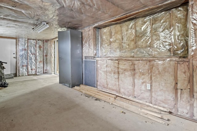 view of unfinished basement