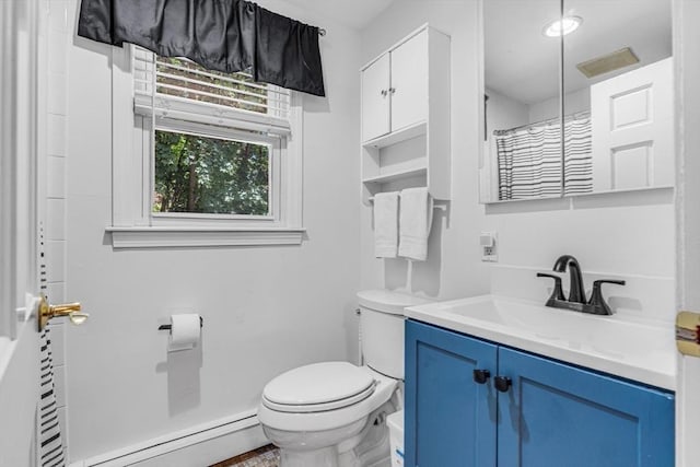 16 Vanderbelt Rd, Acton, MA 01720 - bathroom with a baseboard radiator, toilet, and vanity