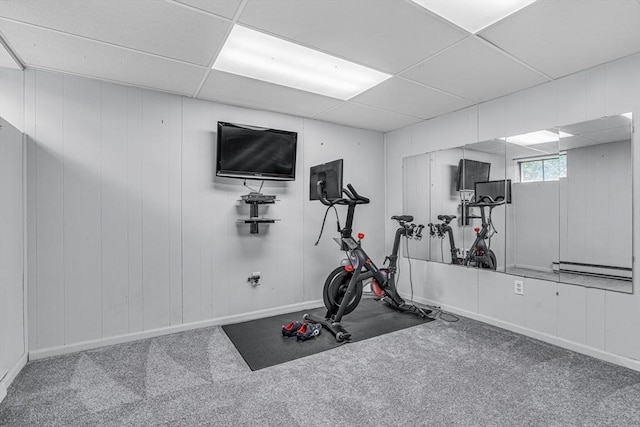 16 Vanderbelt Rd, Acton, MA 01720 - exercise room with a paneled ceiling and carpet floors