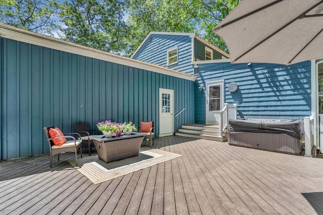 16 Vanderbelt Rd, Acton, MA 01720 - wooden deck featuring a hot tub