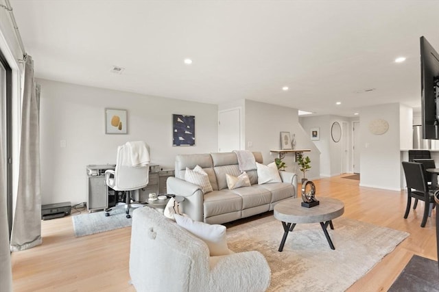 116 Mill Pond Unit 116, North Andover, MA 01845 - living room with light wood-type flooring and recessed lighting