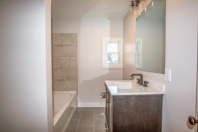 bathroom with tile patterned flooring and vanity