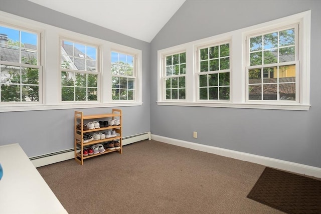 518 Washington St, Winchester, MA 01890 - sunroom / solarium featuring baseboard heating, plenty of natural light, and vaulted ceiling
