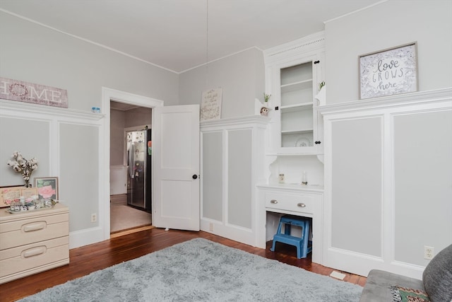 interior space with dark hardwood / wood-style floors