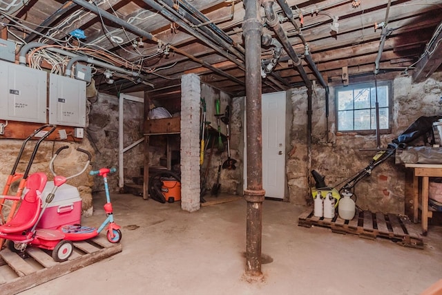 basement with electric panel