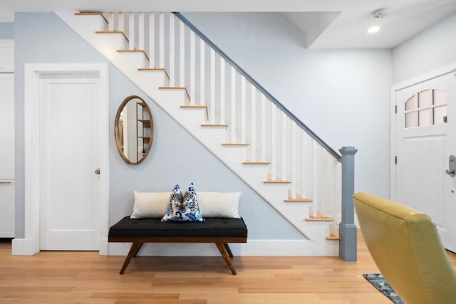 424-430 W 4th St Unit 428, Boston, MA 02127 - foyer with stairs, wood finished floors, and recessed lighting
