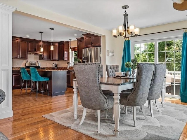 2 Carousel Ter, Dartmouth, MA 02747 - dining space with a chandelier, healthy amount of natural light, light wood-type flooring, and recessed lighting