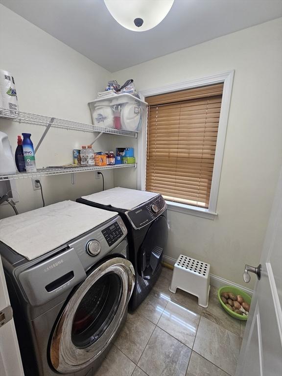 2 Carousel Ter, Dartmouth, MA 02747 - washroom featuring washer and dryer, tile patterned flooring, and baseboards