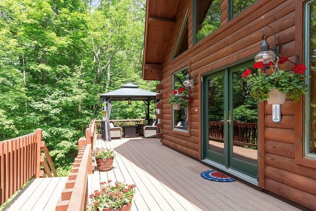 8 Turk Hollow Rd, Oxford, MA 01540 - wooden deck featuring a gazebo and french doors