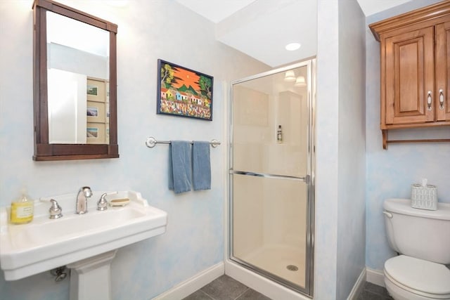21 Stevens Rd, Needham, MA 02492 - full bathroom with baseboards, a shower stall, toilet, and a sink