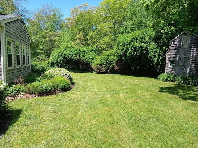 100 D Dr, Westport, MA 02790 - view of green lawn with a storage shed