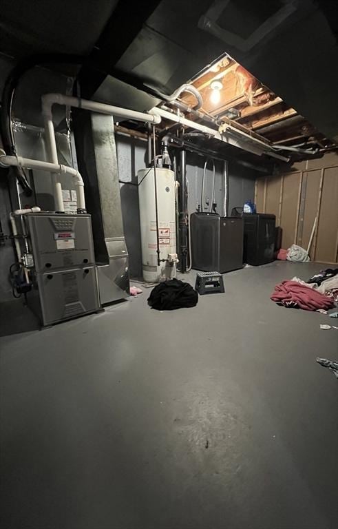 basement with gas water heater