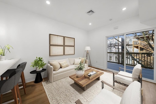 living room with wood-type flooring