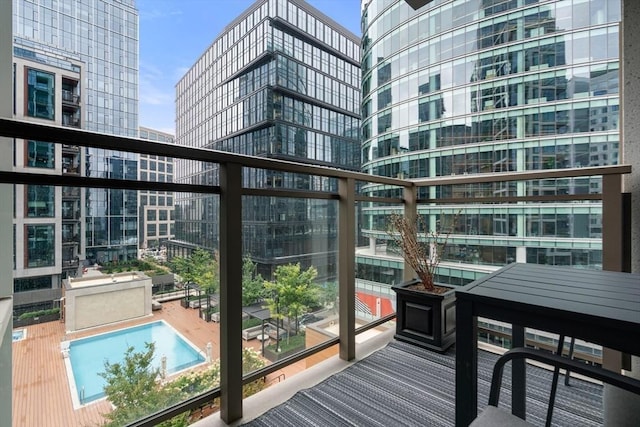 balcony featuring a view of city